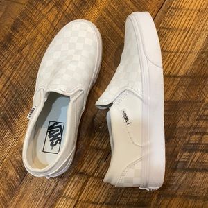White Checkerboard Slip-On Vans